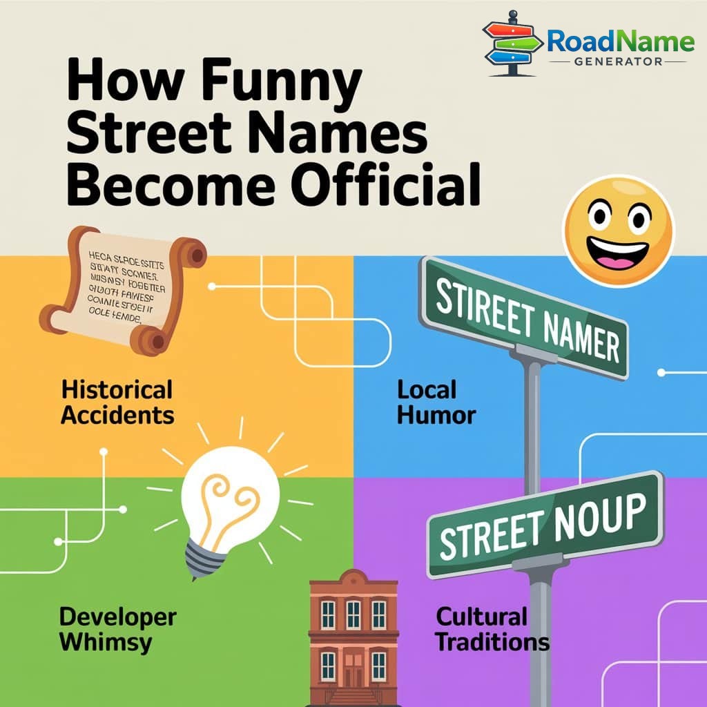 Infographic explaining how funny street names become official.