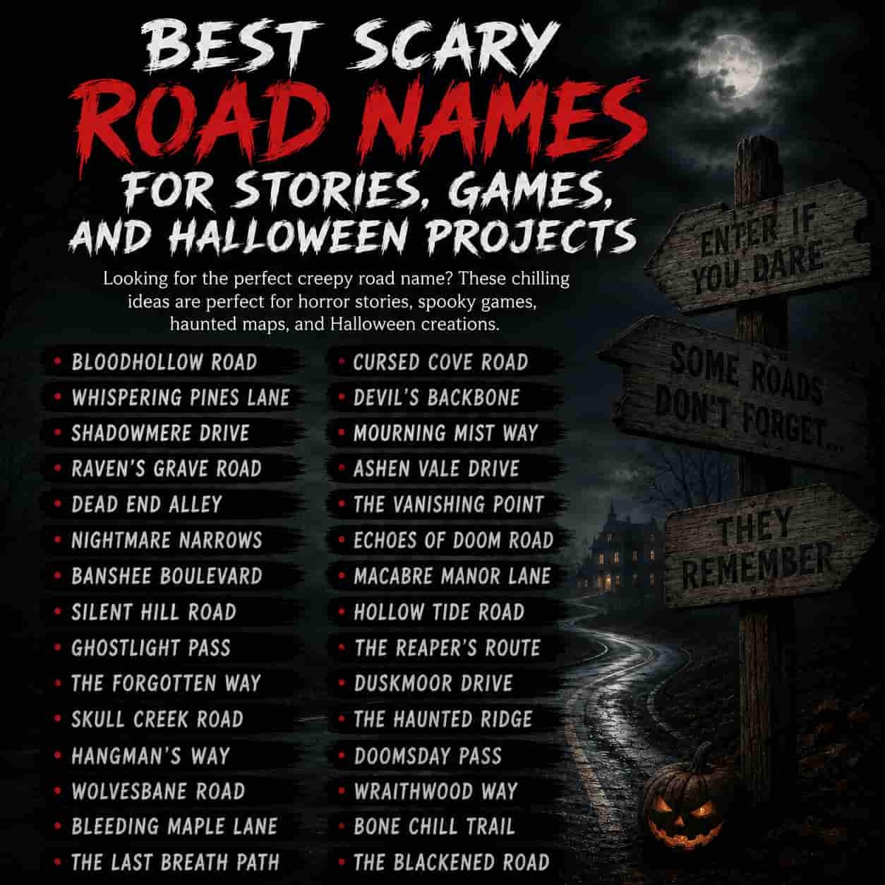 Best Scary Road Names for Stories, Games, and Halloween Projects