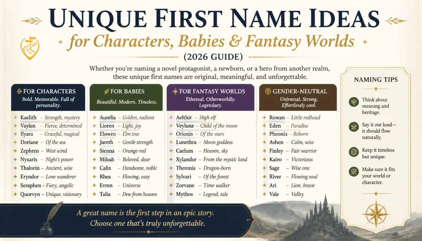Unique First Name Ideas for Characters, Babies & Fantasy Worlds (2026 Guide)