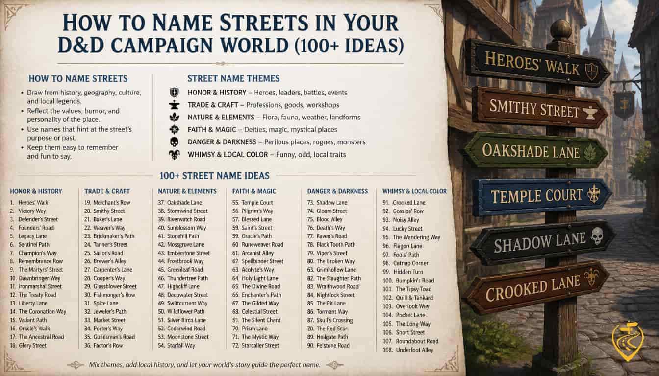 How to Name Streets in Your D&D Campaign World (100+ Ideas)